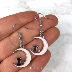 3 for $15 Kitty Cat On The Moon Dangle Earrings